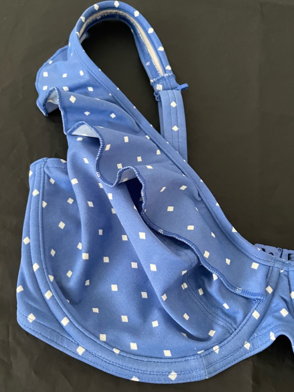 Freya Blue & White Diamond J-hook bikini top - 34H (USA) - NWOT - Picture 4 of 11